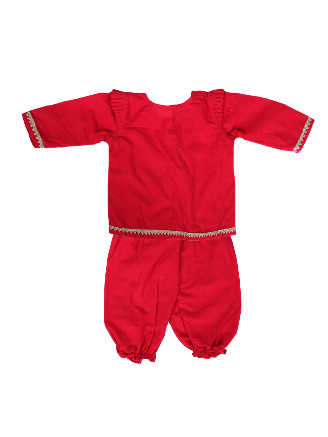 BownBee Infant Baby Girls Pure Cotton Top Harem with Headband and Booties  Red