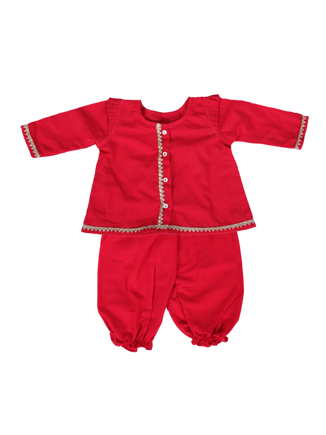 BownBee Infant Baby Girls Pure Cotton Top Harem with Headband and Booties  Red