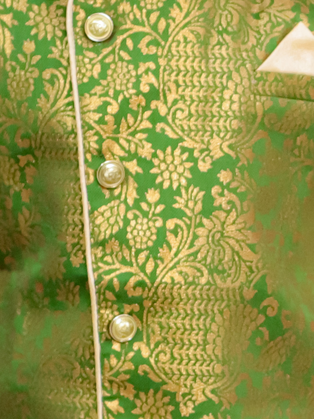 BownBee Jacquard Full Sleeve Sherwani with Salwar for Boys - Green