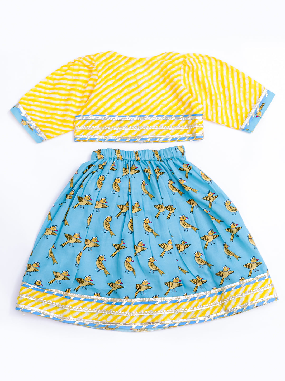 BownBee Infants Sweet Talker Lehanga Choli Set For Girls- Yellow /Blue