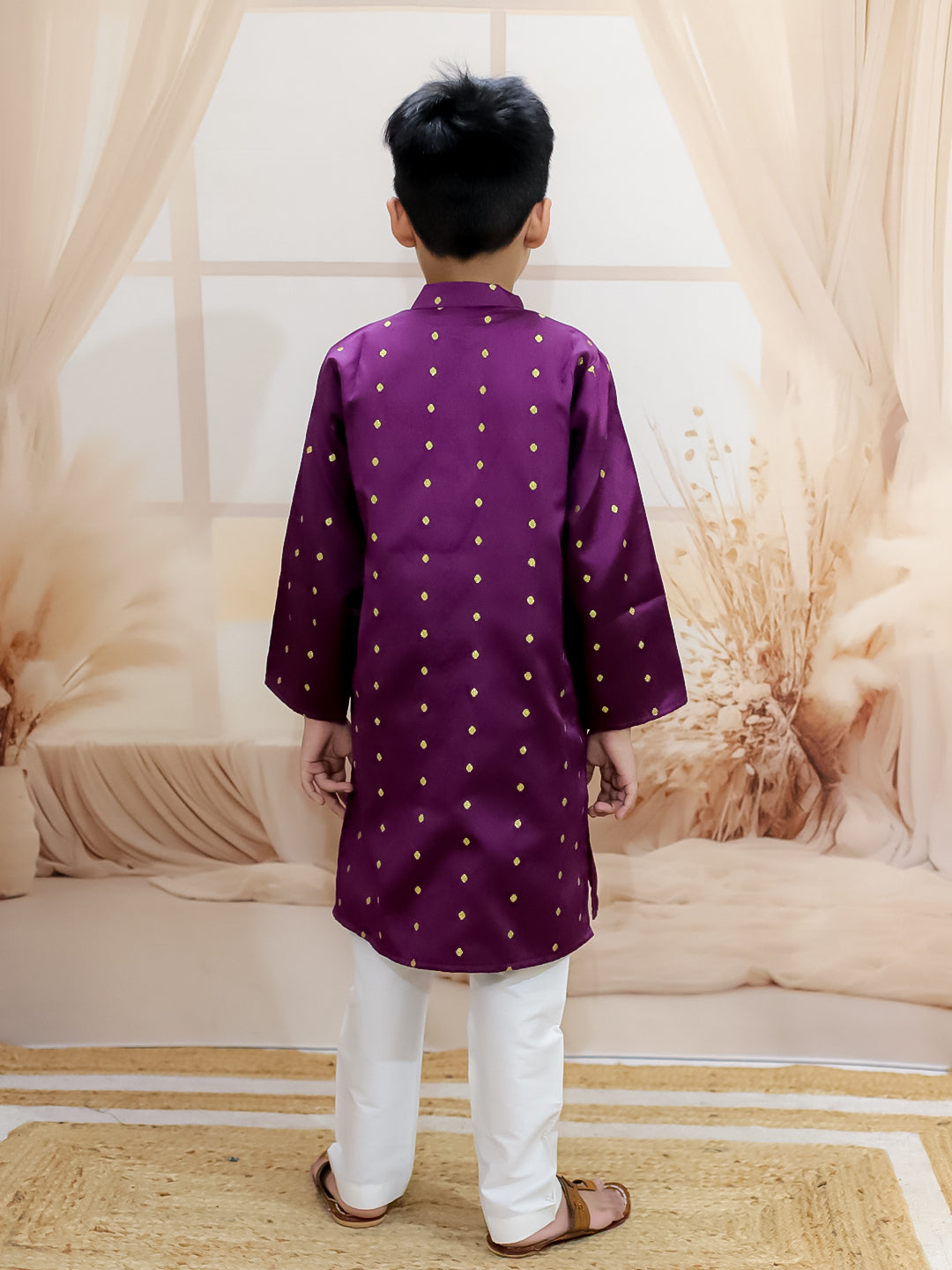 BownBee Malang zari kurta Pyjama Set For Boys - Purple