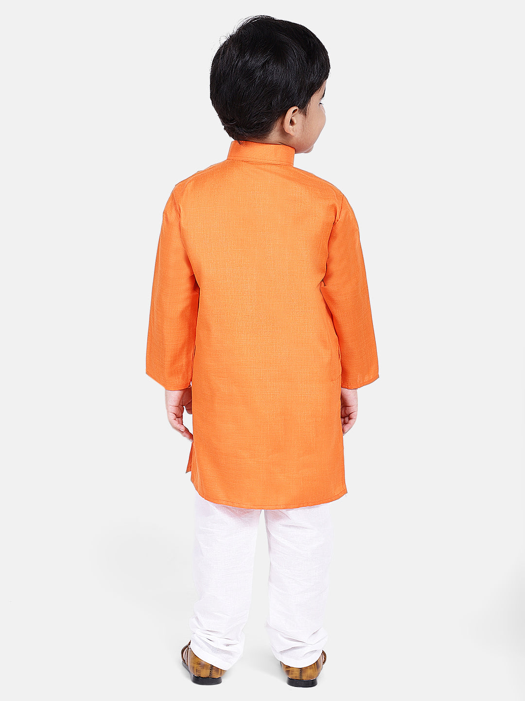 BownBee Boys Solid Full Sleeves Kurta and Pyjama Sets Orange