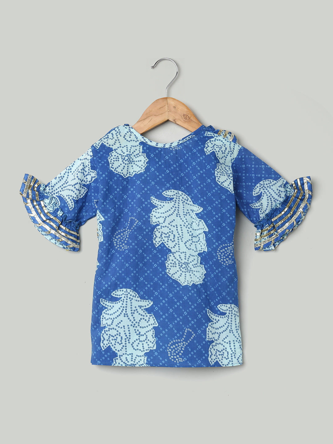 BownBee Pure Cotton Kurti with Sharara for Girls - Blue