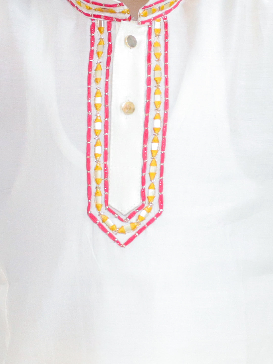 BownBee Embroidered Full Sleeve Dhoti Kurta for Boys- White