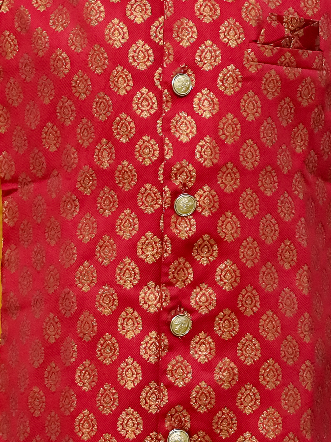 BownBee Front Open Jacquard Sherwani with Pajama Set for Boys- Maroon