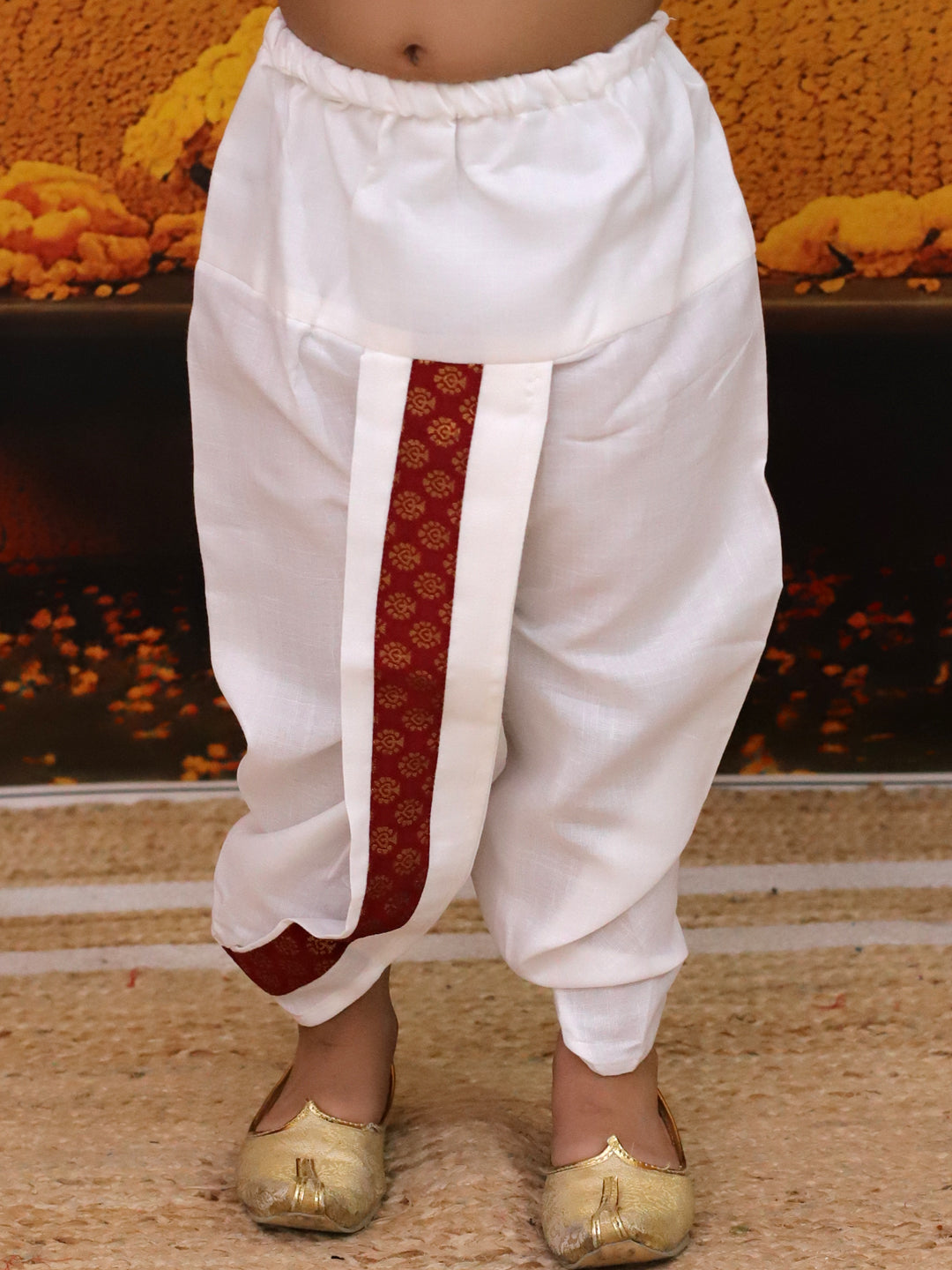 BownBee Full Sleeve Dhoti Kurta with Jacquard Jacket Set for Boys- Maroon