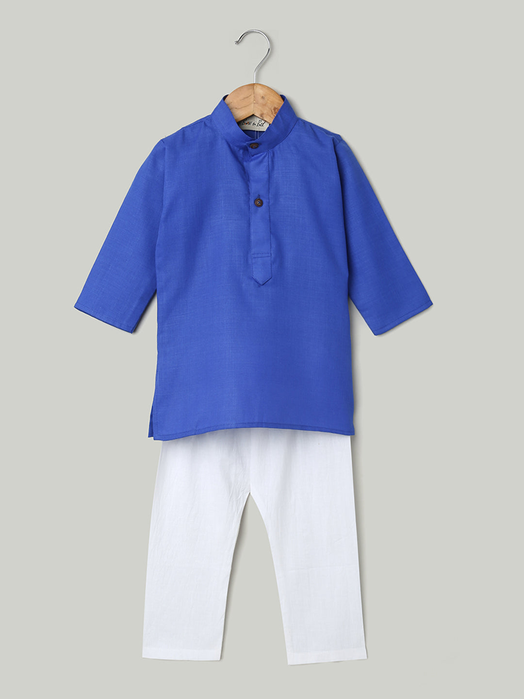 BownBee Mandarin Collar Cotton Kurta pajama Set For Boys - Blue