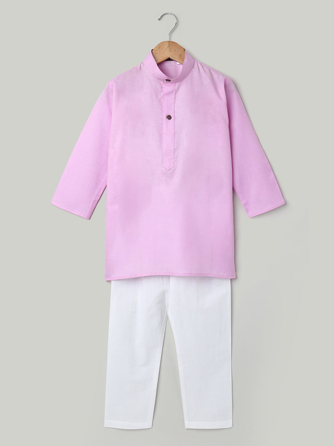 BownBee Mandarin Collar Cotton Kurta pajama Set For Boys - Lilac