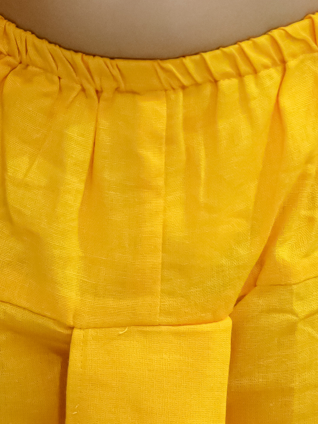 BownBee Cotton Full Sleeve Kurta Dhoti with Mukut Belt and Bansuri Kanhaiya Set - Yellow