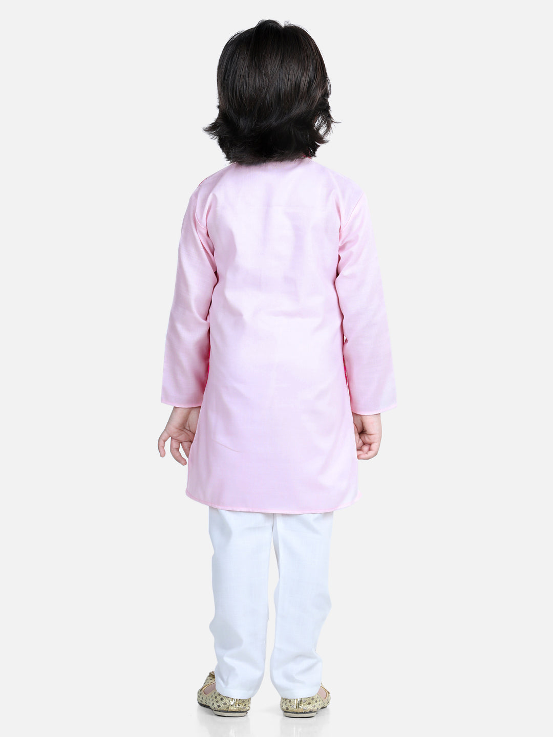 BownBee Attached Jacquard Jacket Kurta Pajama for Boys- Baby Pink