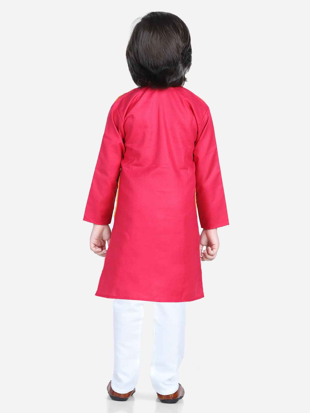 BownBee Attached Jacquard Jacket Kurta Pajama for Boys- Pink