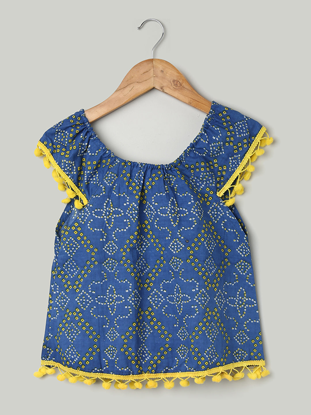 BownBee Pure Cotton Jhabla Frock for Girls (Infants) - Blue