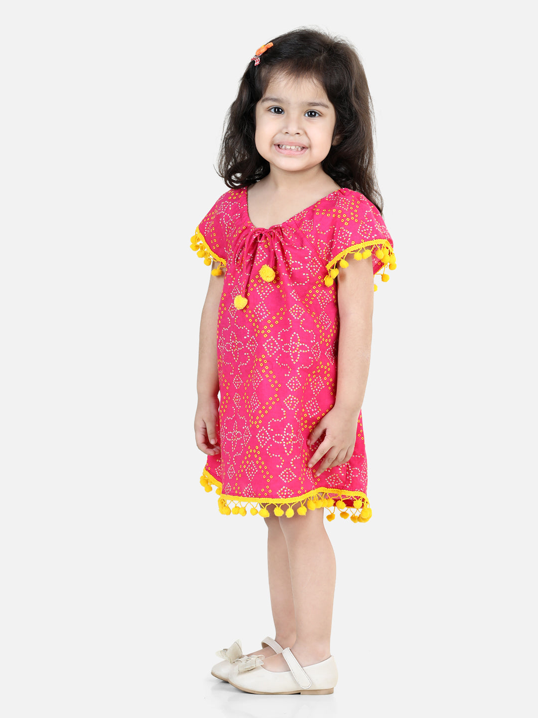 BownBee Pure Cotton Jhabla Frock for Girls- Pink