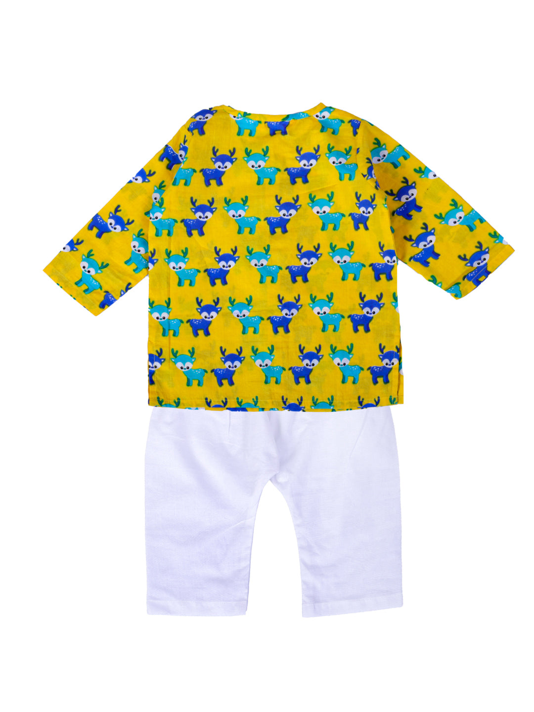 BownBee New Born and Infant Baby Dress Pure Cotton Kurta Pajama with Booties Set for Baby Boy- Yellow