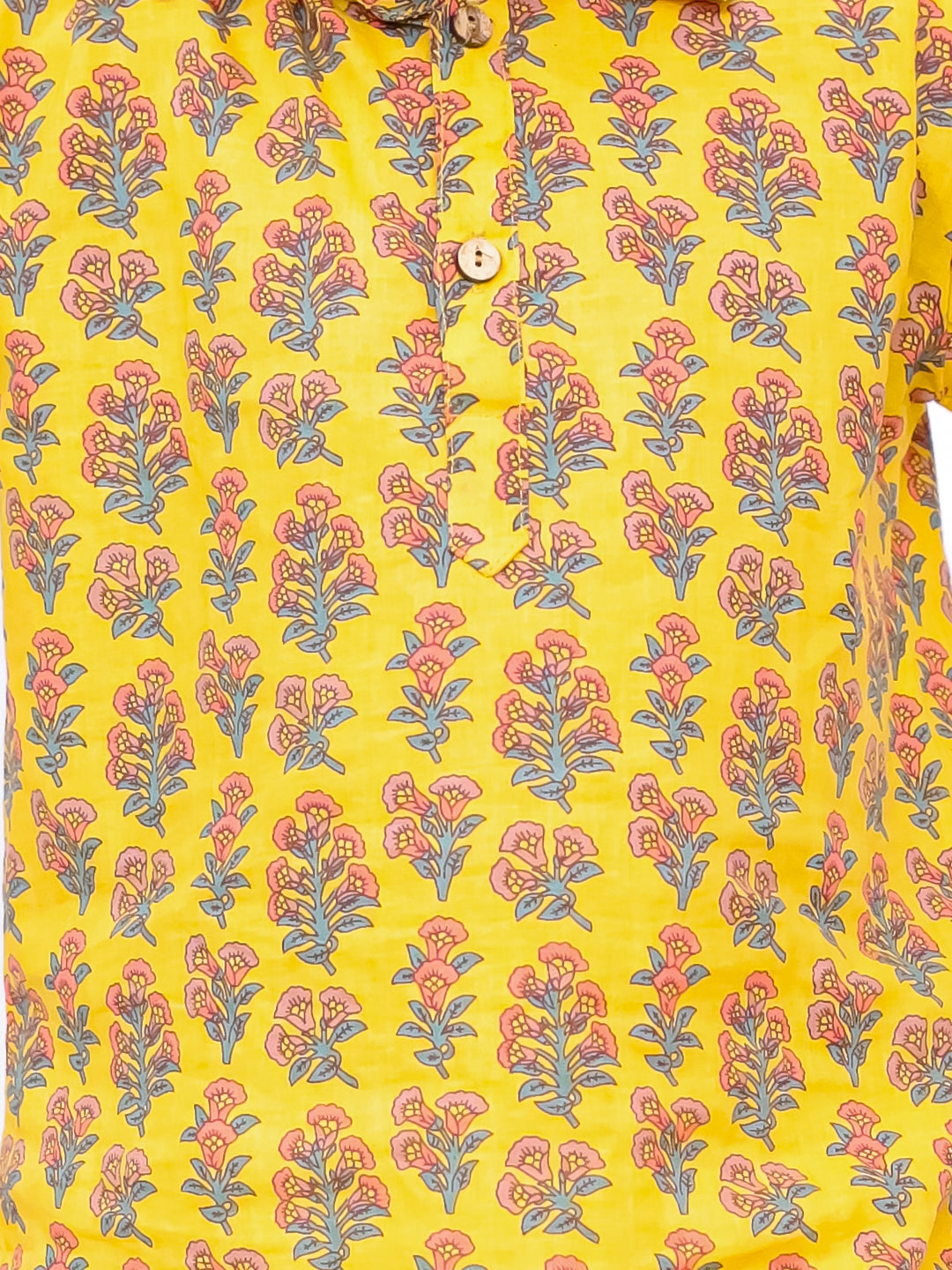 BownBee Pure Cotton Printed Pathani Kurta Salwaar Set For Boys - Yellow