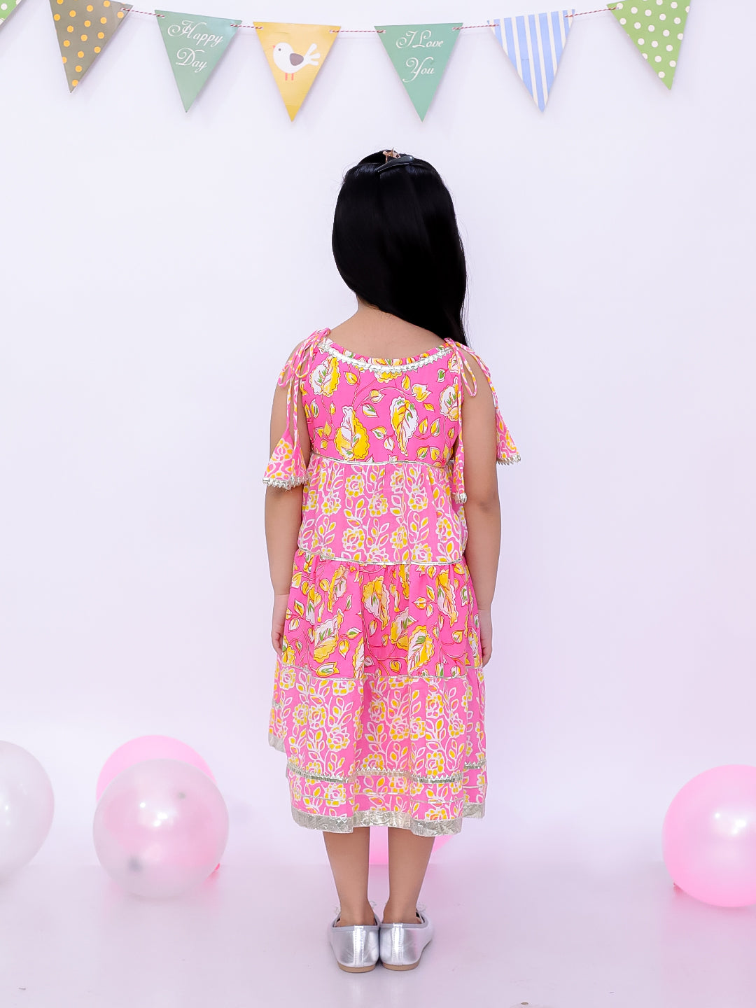 BownBee Ethnic Summer Sleeveless Tie & Dye Dress For Girls - Pink