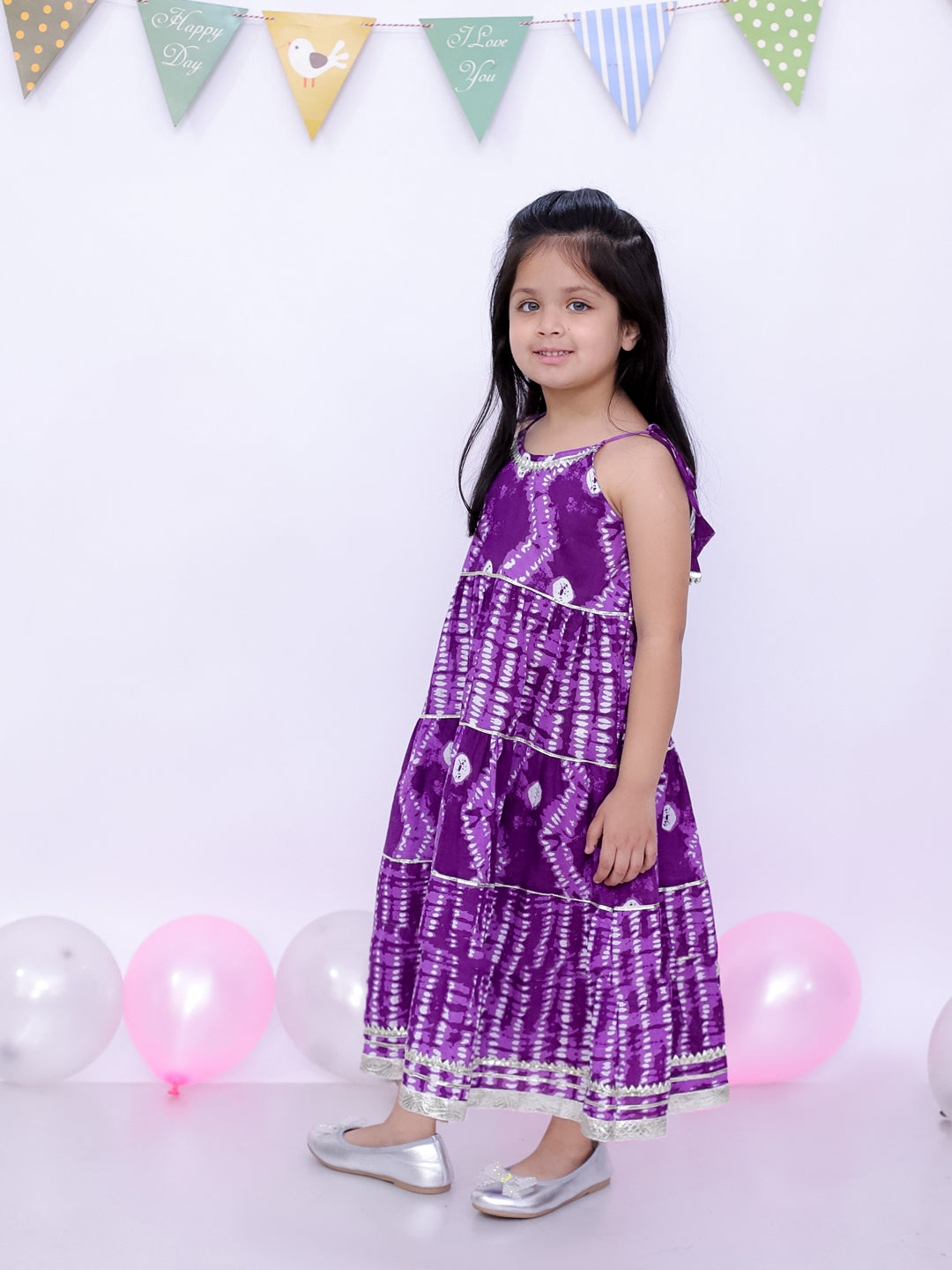 BownBee Ethnic Summer Sleeveless Tie & Dye Dress For Girls - Pink