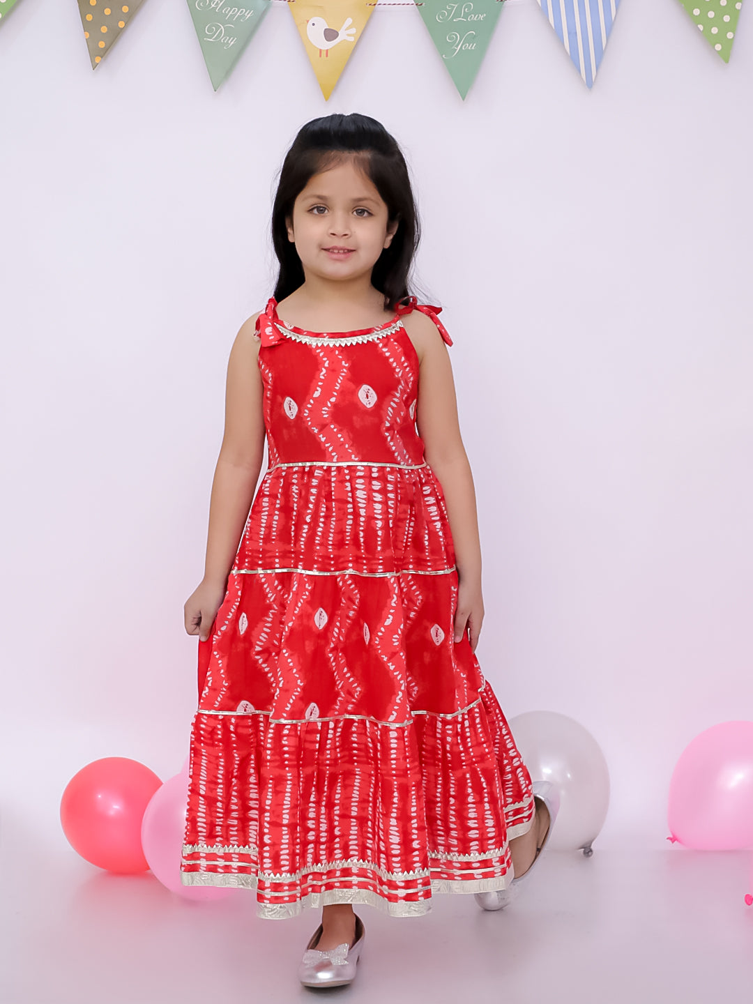 BownBee Ethnic Summer Sleeveless Tie & Dye Dress For Girls - Pink