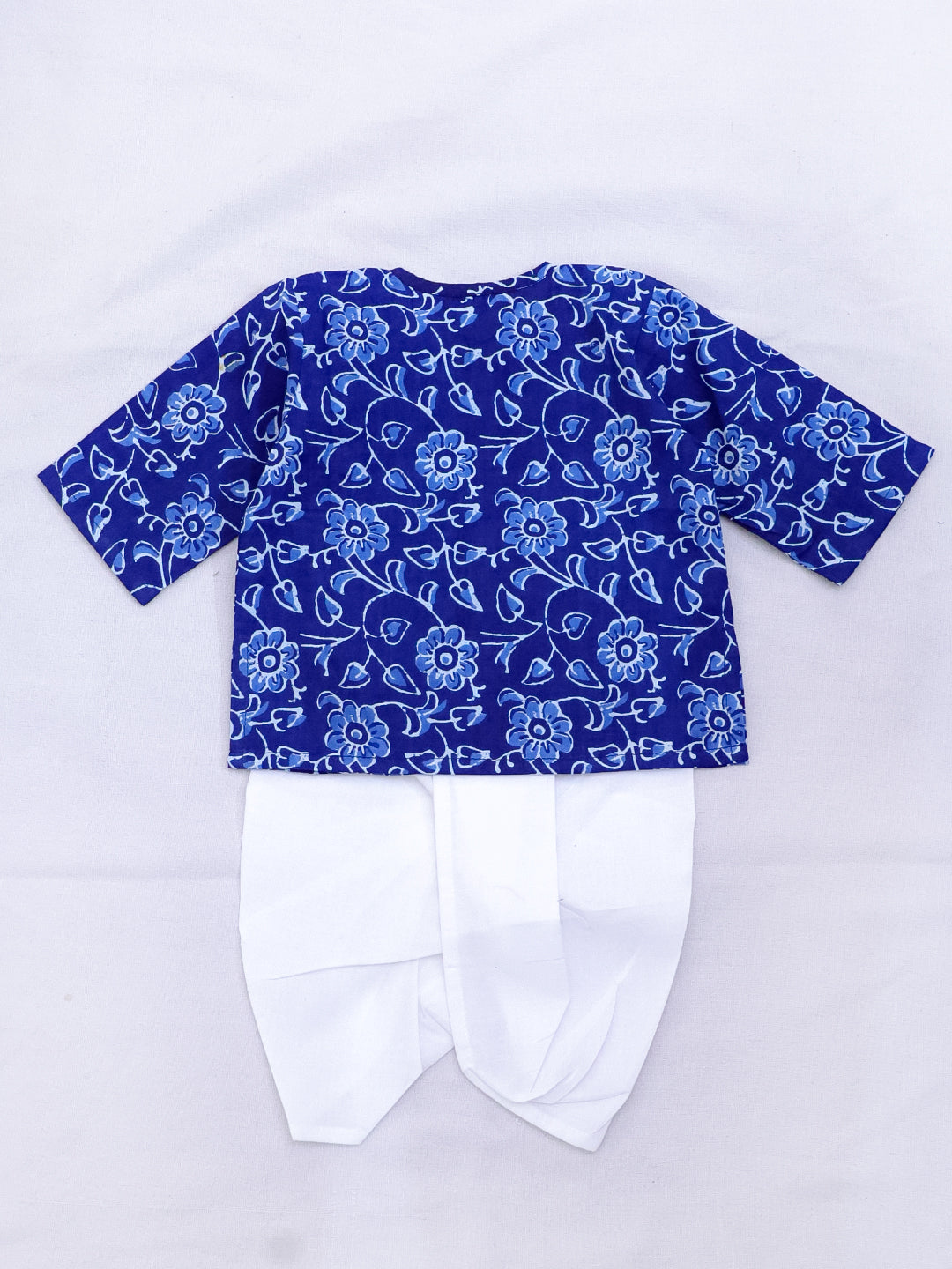 BownBee Full Sleeve Pure Cotton Kurta Dhoti For Baby Boy (Infants) - Indigo