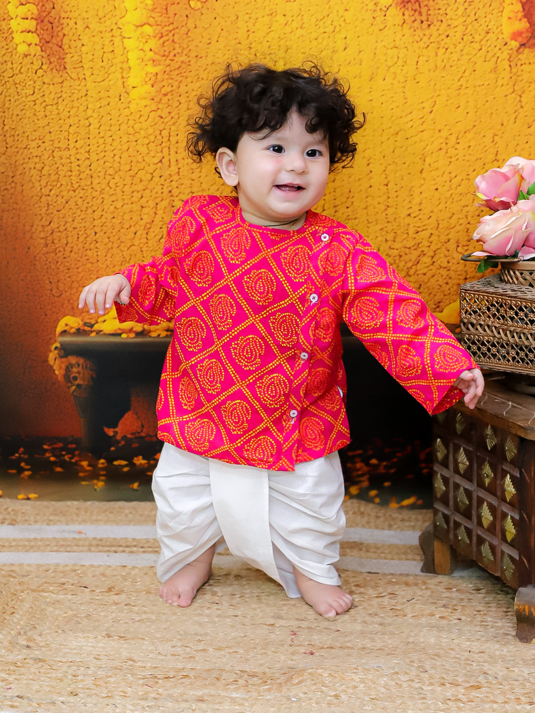 BownBee Full Sleeve Pure Cotton Kurta Dhoti For Baby Boy (Infants) - Indigo