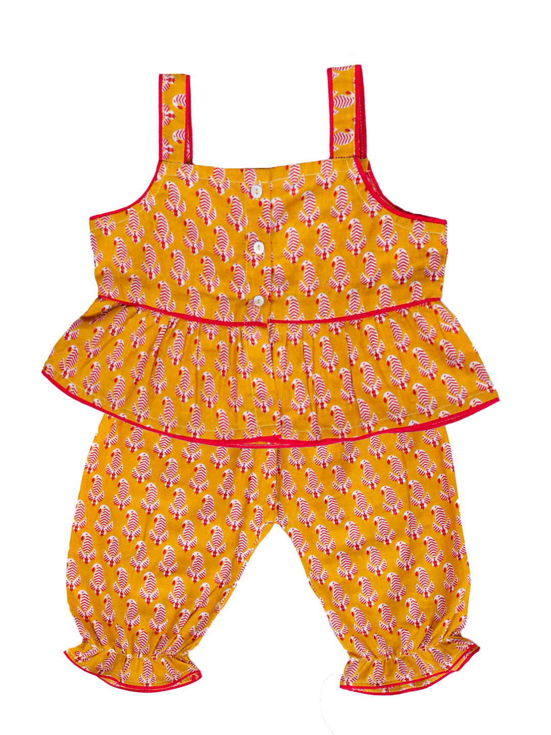 BownBee Baby Girl Pure Cotton Top Harem with Headband & Booties Set for Baby Girl- Yellow