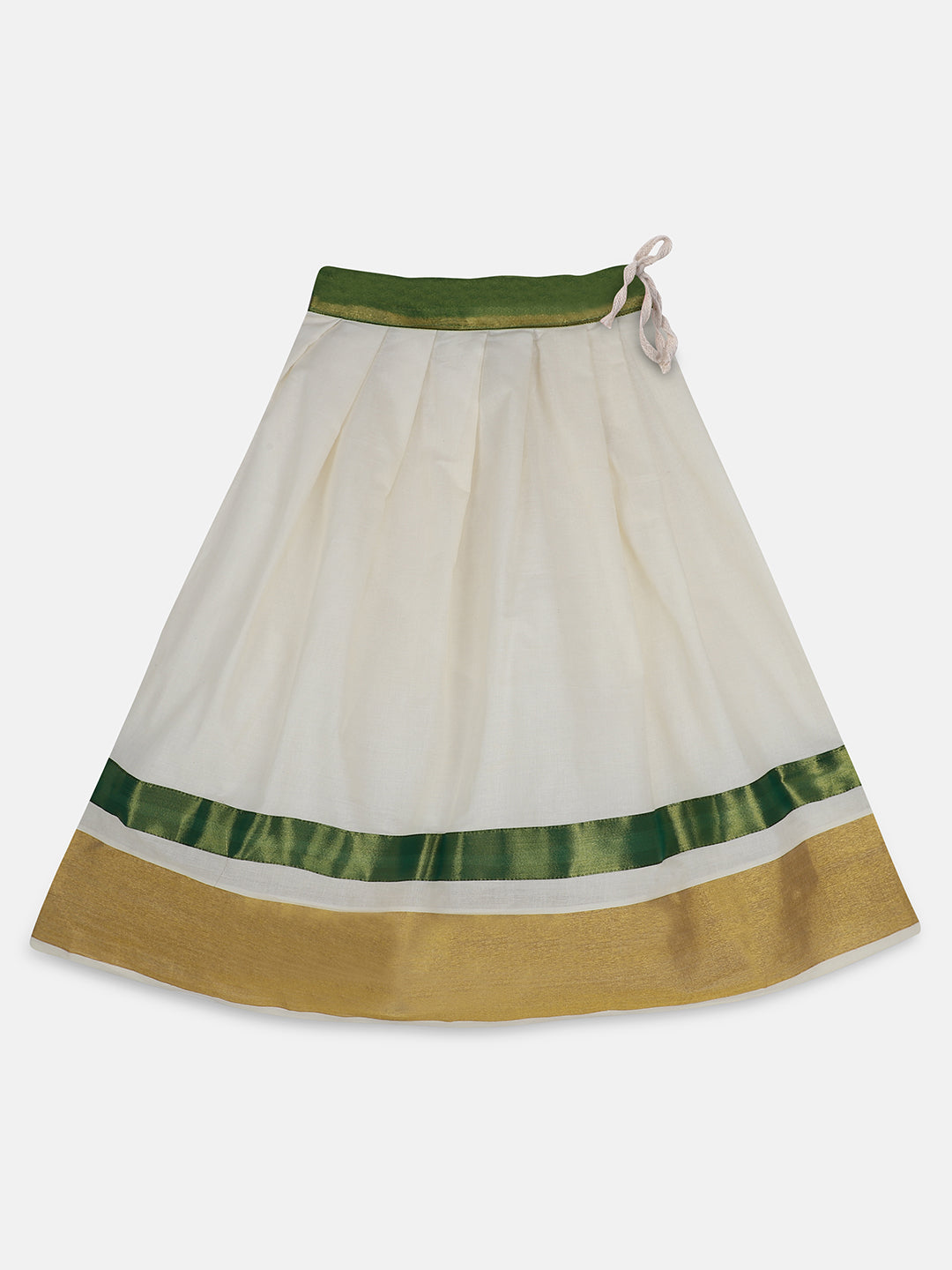 BownBee Cap Sleeves Pavda Pattu Lehenga - White