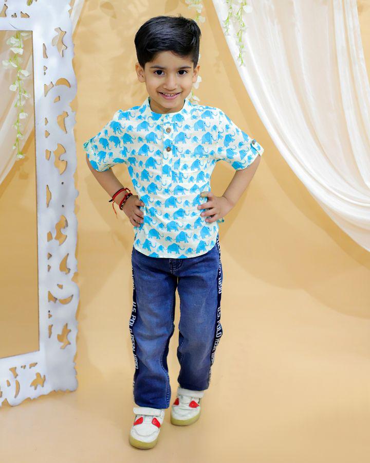 BownBee Pure Cotton Half Sleeve Printed Shirt for Boys