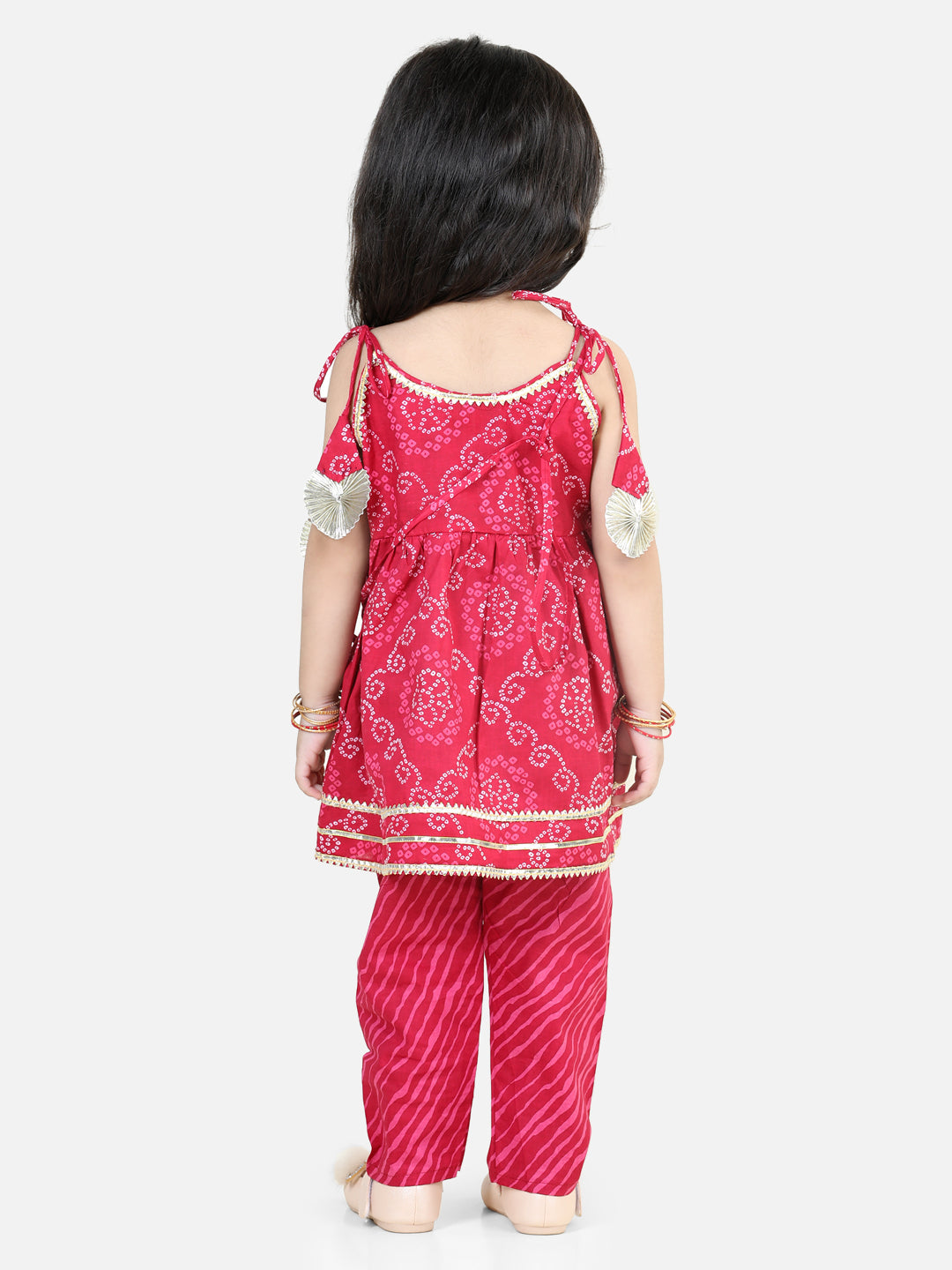 BownBee Sibling Set Cotton Kurti Pant and Kurta Pajama - Pink