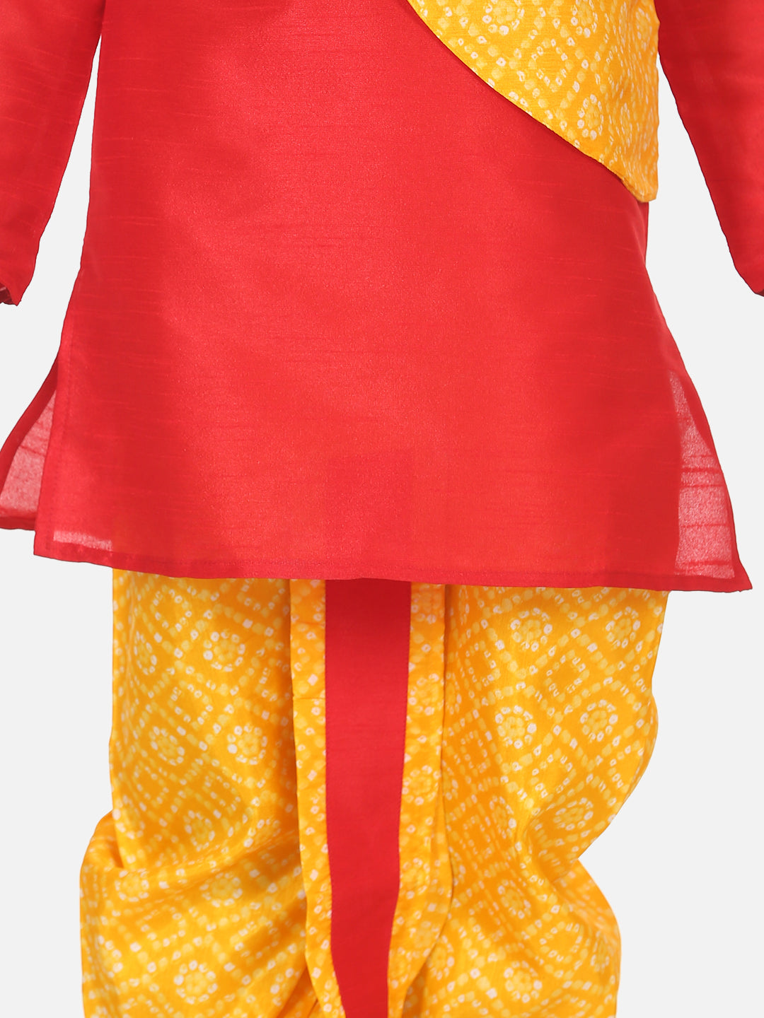 BownBee Boys Double Panel Bandhani Silk Dhoti Kurta- Super Sale